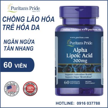 Viên uống chống lão hóa, trẻ hóa da, ngừa tàn nhang làm sáng da Puritan's Pride - Alpha lipoic acid 300mg 60v