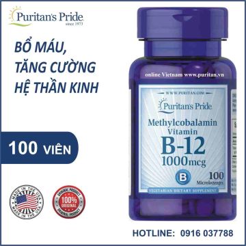 Viên uống Bổ máu, ngừa chóng mặt, tăng trí não - Puritan's Pride Vitamin B12 1000mcg 100viên