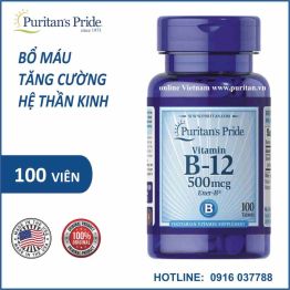 Viên uống Bổ máu, ngừa chóng mặt, tăng trí não - Puritan's Pride Vitamin B12 500mcg 100viên