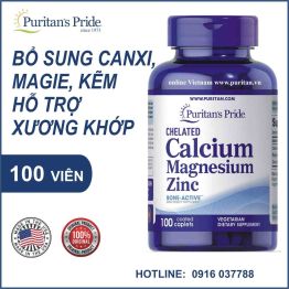 Viên uống Canxi tăng chiều cao - Puritan's Pride Chelated Calcium Magnesium Zinc 100 viên