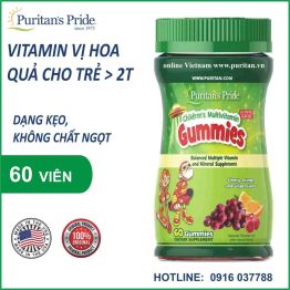 Viên nhai Vitamin và khoáng chất vị hoa quả cho trẻ puritan's pride Children's Multivitamins Gummies 60 viên