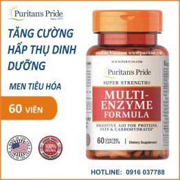 Viên uống bổ sung men tiêu hóa chất béo, đạm, tinh bột của Puritan's Pride - Multi enzyme formula 60v