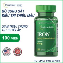 Viên uống bổ sung sắt Puritan's Pride Iron Ferrous Sulfate 65 mg 100 viên