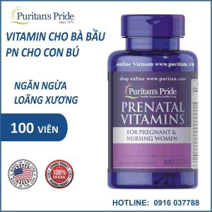 Vitamin khoáng chất tổng hợp cho bà bầu và phụ nữ cho con bú - Puritan Pride Prenatal Vitamins 100v