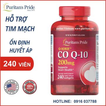 Viên uống hỗ trợ tim mạch Puritan's Pride Q-SORB™ Co Q-10 200mg 240 viên