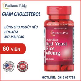 Thực phẩm bảo vệ sức khỏe Gạo lứt đỏ - Red Yeast Rice 600 mg Giảm colesteron Red Yeast Rice 600mg - Puritan's Pride