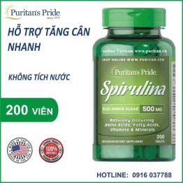 Viên uống tảo xoắn Puritan's Pride Spirulina 500 mg - 200 viên