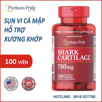 Viên uống sụn vi cá mập Puritan's Pride Shark Cartilage 740 mg - 100 Viên