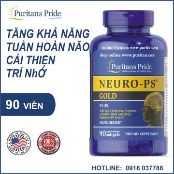 Viên uống tăng cường tuần hoàn não, cải thiện trí nhớ Puritan's Pride Neuro-PS Gold 90 viên