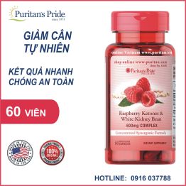 Viên uống hỗ trợ giảm cân Puritan's Pride Raspberry Ketones and White Kidney Bean 600mg Complex 