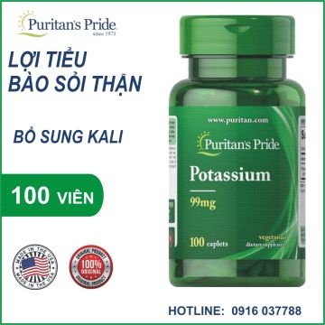 Viên uống lợi tiểu hỗ trợ giảm sỏi thận Potassium 99mg Puritan's Pride 100 viên