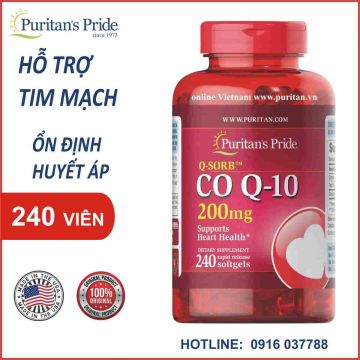 Viên uống hỗ trợ tim mạch Puritan's Pride Q-SORB™ Co Q-10 200mg 240 viên