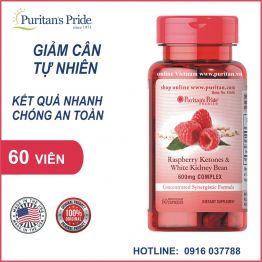 Viên uống hỗ trợ giảm cân Puritan's Pride Raspberry Ketones and White Kidney Bean 600mg Complex 